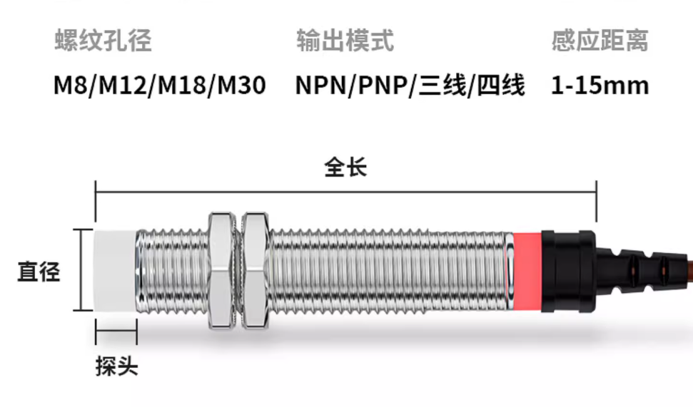 凱基特 耐高溫接近開關(guān)傳感器防水金屬感應(yīng)開關(guān)m12/18/30NPN